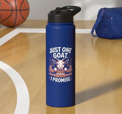 Just One Goat I Promise Cute Coat Pygmy Goat Farmer Stainless Steel Insulated Water Bottle - color: Royal Blue