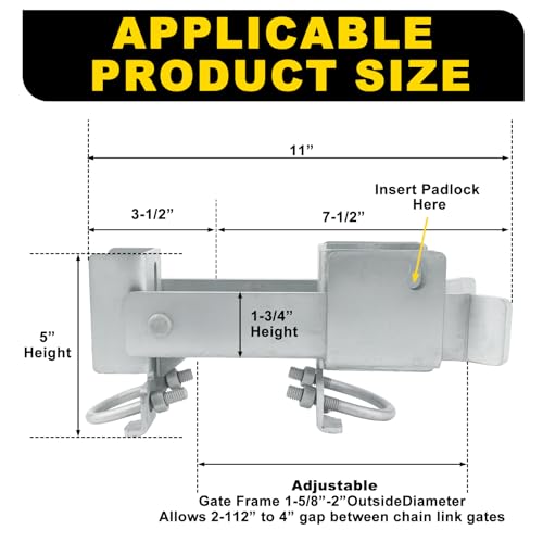 Chain Link Commercial Strong Arm Double Gate Latch 1-5/8" Thru 2" - color: Silver