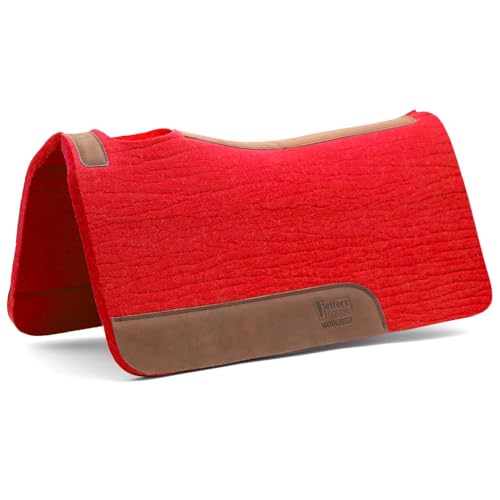 Jeffers WoolLuxe 100% Wool Felt Saddle Pad for Horses – Shock Absorbing, Breathable Equestrian Pad Horse Back Protection for Comfort During Riding, Training, & Competition - color: Red, size: 3/4" x 32" x 32"