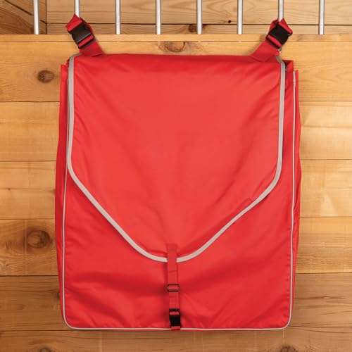 Schneiders Supreme Stall Front Large Horsewear Bag II | Durable 600D Polyester | Teflon Coated | Removable Plexiglass Bottom | Portable & Easy to Hang | Color Red - color: Red