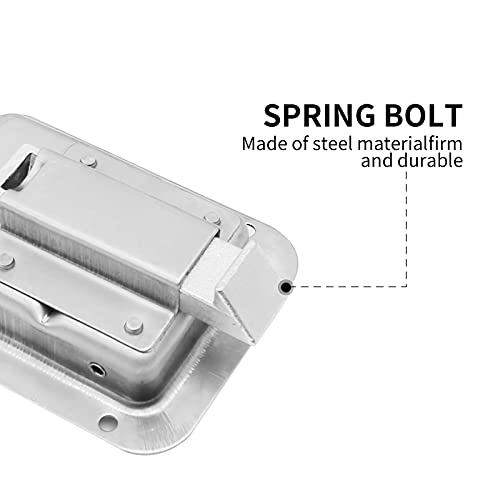 RV Trailer Door Lock, Stainless Steel Heavy Duty Flush Mount Paddle Horse Latch with Gasket Keys