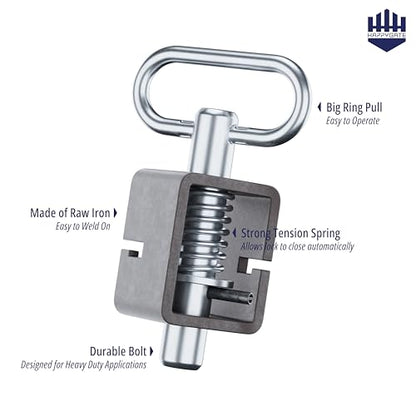 3-1/2'' Heavy Duty Trailer Gate Latch, Weld-On Spring Latch for Tracks 2pcs - size: 3-1/2''