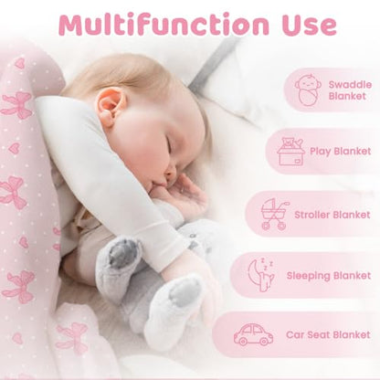 SANDJEST Pink Bow Minky Blanket 30 x 40 Inches, Gift for Christmas Birthday - color: Bow