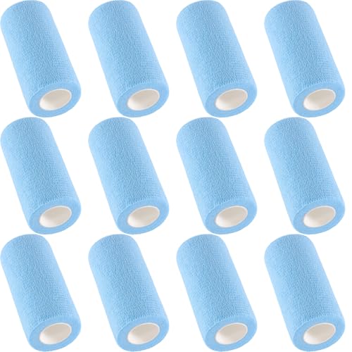IndigoCase 12 Pack Self Adhesive Bandage Wrap 4 Inch x 5 yd Elastic Tape - color: Skyblue, size: 4 Inch - 12 Pack