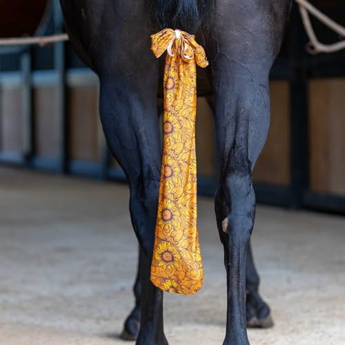 Jeffers Lycra Horse Tail Bag 24" – Stretchy Lycra Material, Breathable Tail Protector, Fast Drying Fabric, Braided Ties, Tail Wrap Cover for Grooming, Stable, Travel & Show Ready Use - Bloomin Toolin - color: Bloomin' Toolin'