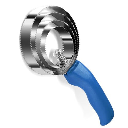 Double Sided Stainless Steel Curry Comb With Soft Grip, Shedding & Grooming Tool For Dogs, Cattle & Horses (Blue) - color: Blue