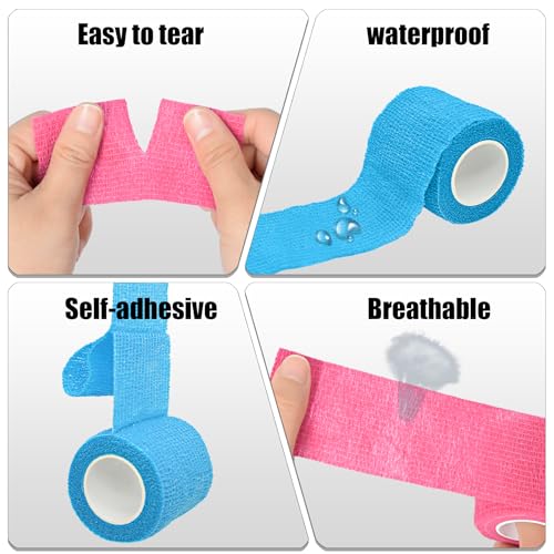 6 Pack Light Blue Self Adhesive Bandage Wrap 2 Inches x 5 Yards - color: Light Blue, size: 2 Inch