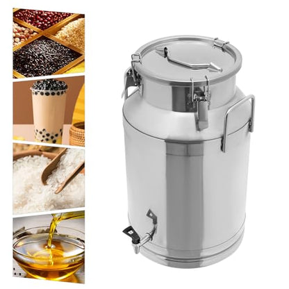 40L Stainless Steel Milk Can, Heavy Duty Food Storage & Transport Container for Dairy, Wine, Grains, Ideal for Home, Farm & Commercial Use, With a Faucet - size: 10.57Gallon