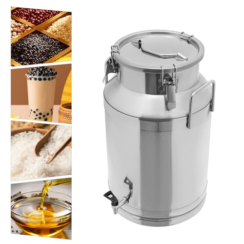 40L Stainless Steel Milk Can, Heavy Duty Food Storage & Transport Container for Dairy, Wine, Grains, Ideal for Home, Farm & Commercial Use, With a Faucet - size: 10.57Gallon
