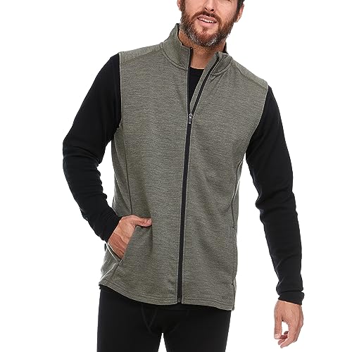 100% Merino Wool Mens Vest - Expedition Heavyweight Vest - Moisture Wicking - color: Granite Green, size: Medium