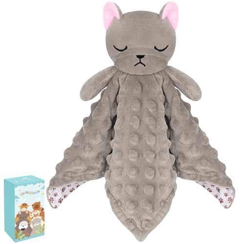 Loveys for Babies, Gray French Bulldog Baby Security Blanket | Soft Baby Blanket Lovey for Newborn Infant Toddler, Lovey Baby Snuggle Toy Stuffed Animal, 11in Baby Gifts for Boys Girls - color: Gray French Bulldog