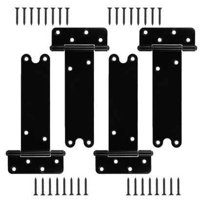 4 Pack 8” Heavy Duty Gate Hinges,300 Lbs Capacity Black Door Hinges | T Gate Hinges, Wrought Hardware for Wooden Fences, Barn Door, Screws Included (8 inches - 4 Pack) -Patent Pending - size: 8 inches - 4 Pack