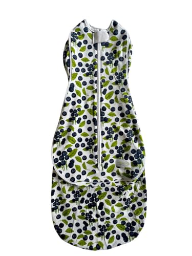 Woombie Grow with Me Baby Swaddle - Convertible Self-Soothing Swaddle Fits Babies 0-18 Months - Expands to Hands-Free, Legs-Out Wearable Blanket - Blueberries - color: Blueberries, style: Grow With Me