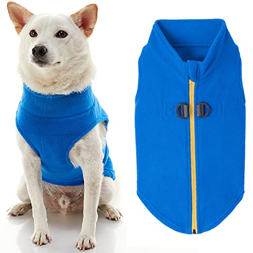 Gooby Zip-Up Fleece Dog Sweater, Blue, X-Small - color: Blue, size: X-Small chest (~11")