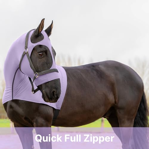 Resistance Horse Hood Slinky Zippered Mane Braid Shoulder Guard (X-Large, Light Purple) - color: Light Purple, size: X-Large