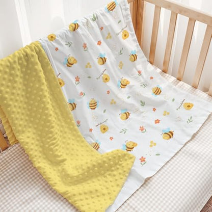 SANDJEST Bee Minky Blanket 30 x 40 Inches, Gift for Christmas Birthday - color: Bee