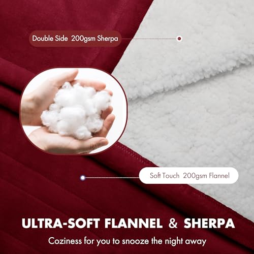 Electric Blanket Queen Size Red, Dual Control, Overheat Protection - color: 04 - Red, size: Queen - 84" x 90"