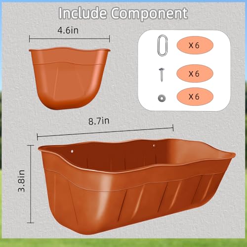 Hanging Chicken Feeders,Duck Feeder Waterer,Small Feed Trough 1.3 Quart 3 Pack,Hanging Fence Feed Trough for Poultry,Terracotta - color: Terracotta, size: 1.3 Quart (3 Pack)