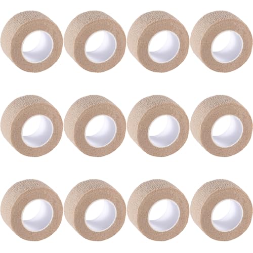 IndigoCase 12 Pack Self Adhesive Bandage Wrap 1 Inch x 5 yd Elastic Tape - color: Skin, size: 1 Inch - 12 Pack