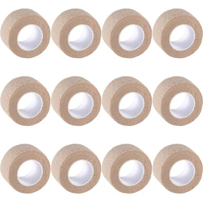 IndigoCase 12 Pack Self Adhesive Bandage Wrap 1 Inch x 5 yd Elastic Tape - color: Skin, size: 1 Inch - 12 Pack