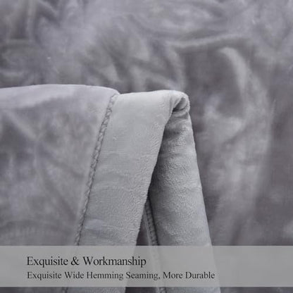 JML Raschel Fleece Blanket King Heavy,10.5 lbs, 87" x 94", Grey Frames | Korean Style, 2 Ply A&B Printed Embossed, Plush Soft Thick Warm for Winter - color: Grey Frames