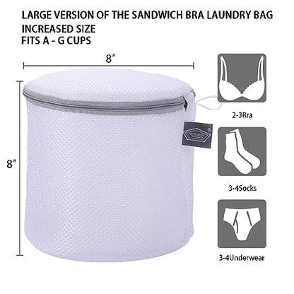 Bra Washing Bag for Laundry, Lingerie Bag for Washing Delicates, 8", 2Pcs - size: 2L(8x8x8")