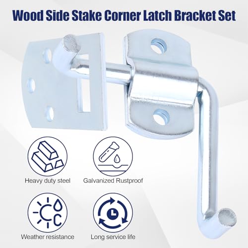 Corner Gate Latch Bracket Set fit Utility Trailer, Wood Security Rack Stake (Pack of 2) - size: 4.4 inches (Pack of 2)