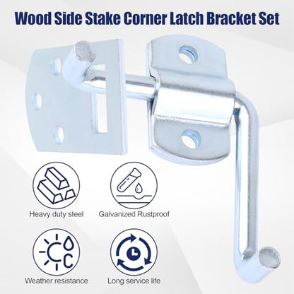 Corner Gate Latch Bracket Set fit Utility Trailer, Wood Security Rack Stake (Pack of 2) - size: 4.4 inches (Pack of 2)