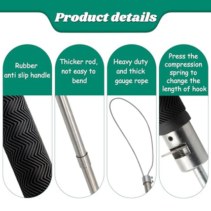 Dog Catcher Pole, Portable Animal Control Pole Tool | 30'' Hog Pig Catcher,Stainless Steel,Anti-Slip,For Pig Dog Goat Animals Swine,Livestock Farm Equipment