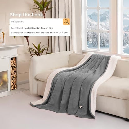 Templewet Heated Blanket Throw 50" x 60",Soft Electric Blanket,Gray | Timer Settings,Auto Off,Soft Sherpa Heated Throw Blanket,Machine Washable,Fast Heating for Sofa Bed Office Use,Gifts for Mom - color: Dark Gray
