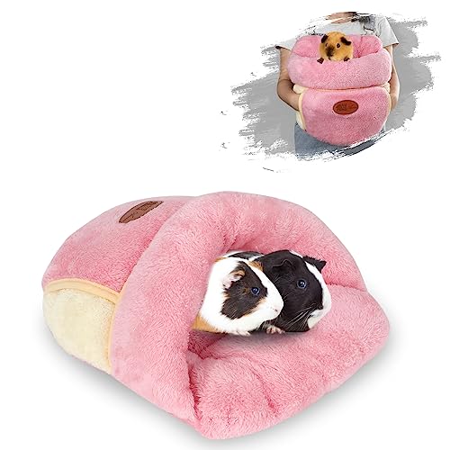 YUEPET Guinea Pig Bed, Warm Fleece Slipper Cuddle Cave, Pink - color: Pink, size: 1PCS