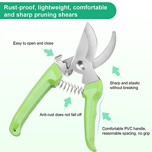 Premium garden shears, meperez pruning scissors gardening tools, pruners for flower, bushes, rose and fruit tree, use for florist, yard and orchard the plant clippers, sharp steel anvil snips - style: 2 Pack- Green