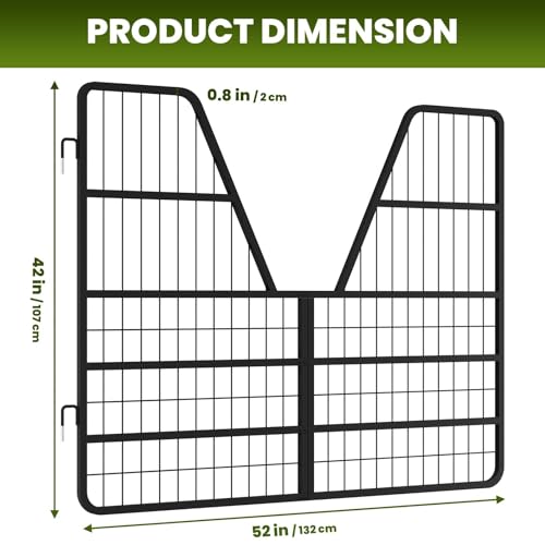 42" x 52" Steel Stall Guard, 2-Way Barn Door Gate for Horses & Livestock, Ventilated Fence Panel for Stable, Farm and Barn Use