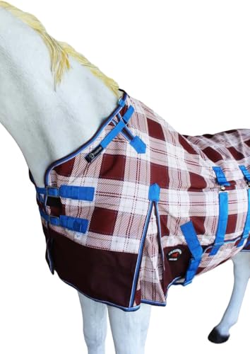 60" Horse Turnout Waterproof Winter Blanket Rain Sheet Light Winter 3B109 - color: Beige Plaid, size: 60 inches