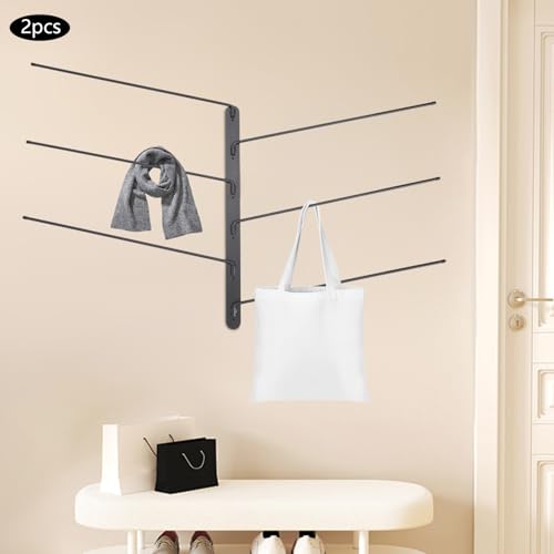 180° Swivel Saddle Blanket Rack Set of 2 – Heavy Duty Wall Mounted Organizer, Holds 6.61 lbs per Rod – Rotating Design for Horse Tack, Towels, Bags, Scarves – Black,6 Rods