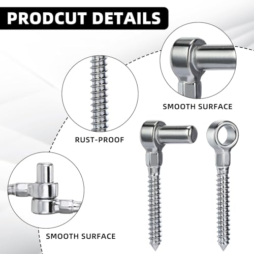 Zonon One Piece 304 Stainless Steel Gate Hinges Set, Eye Hinge and Pin Hinge, Screw Hinges to Mount for Wooden Gates Fences with Hole Dia 5/8'', Silver (4 Pairs)