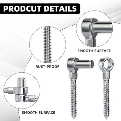 Zonon 2 Pair One Piece 304 Stainless Steel Gate Hinges Set, Eye Hinge and Pin Hinge, Screw Hinges to Mount for Wooden Gates Fences with Hole Dia 5/8'', Silver