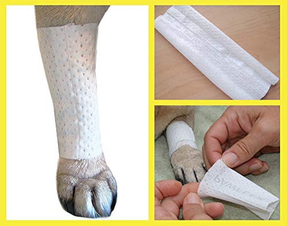 PawFlex Protective Sleeve Tubular Cover - Bandages - for Dogs Cats and Other Pets First Aid Wound Care Comfortable Non-Adhesive Breathable & Water Resistant 18 Strips (yields 36-54 Covers)-(Medium) - size: Medium 18pk
