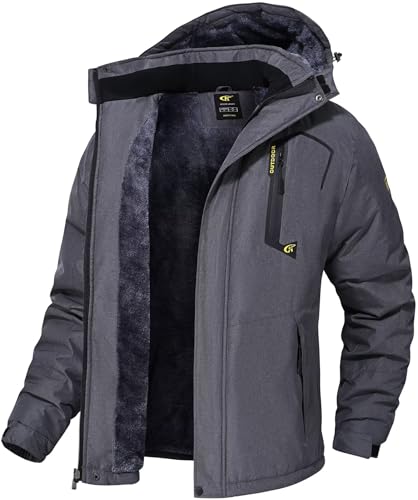 QPNGRP Mens Waterproof Ski Snowboard Jacket Winter Windproof Snow Coat - color: Cation Darkgray, size: Medium