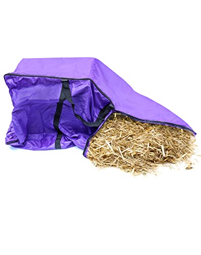 QWORK Hay Bale Storage Bag, 420D Horse and Livestock Hay Bale Bag, Large Tote Waterproof Collapsible Bag Hay Bale Tote Bag with Zipper (Pack of 2) - size: 2 pack