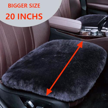 OGLAND 2 Pack Fuzzy Sheepskin Car Seat Covers for Soft Fur Wool Cushions - color: Carbon Black