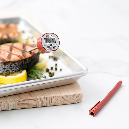 Taylor Waterproof Digital Instant Read Thermometer For Cooking, BBQ, Grilling, Baking, And Meat, Comes With Pocket Sleeve Clip, Red - style: Cooking Digital Quick Read Thermometer