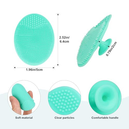 Baby Hair Brush with Wooden Handle and Comb Set for Newborns & Toddlers | Natural Soft Goat Bristles l Wood Comb l Green Cradle Cap Brush | Ideal for Cradle Cap (3 Piece) - color: Green Silicone Brush (3pcs)