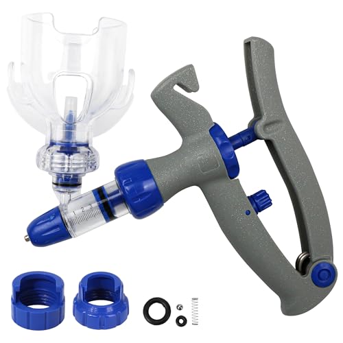 5ML Livestock Syringe Gun, Automatic Cattle Syringe Injector for Pig Cow Goat, Continuous Adjustable Accurate Inject Design, Self Refill Dart Gun Injection with Pistol Grip & Bottle Insertion