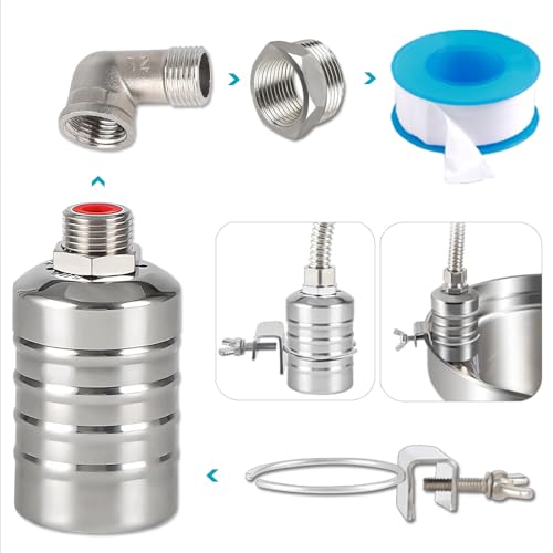Float Valve,1/2" to 1'' water level control float valve, 304 Stainless Steel Fully Automatic water shut off valve, Automatic Water Level Controller for Water Tank, Pool, Water Tank, Livestock Troughs