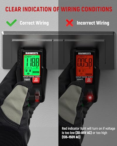 KAIWEETS GFCI Outlet Tester Plug in, LCD Display & Voltage Test for AC 120V