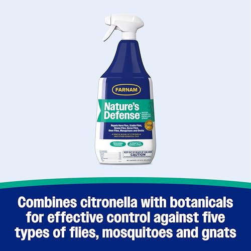 Farnam Nature’s Defense Botanical Fly Repellent Spray for Horses, 32 oz