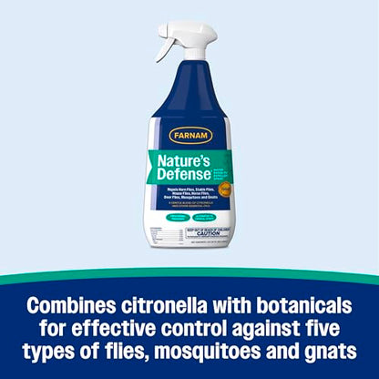 Farnam Nature’s Defense Botanical Fly Repellent Spray for Horses, 32 oz