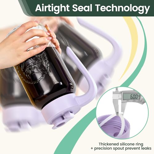 Mason Jar Pitcher, 64 oz (2 quart), Glass Pitcher with Lid | Airtight, Leak proof, Ergonomic Handle, Pour Spout Lid, Fridge Safe, for Sun Tea, Iced Tea, Cold Brew, Lemonade, Outside - color: Purple