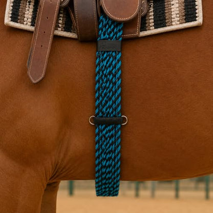 CHALLENGER Horse Western Two-Tone 27 Strand 7" Wide Roper Cinch Girth 97106 - color: Turquoise Black, size: 30" L x 7" W